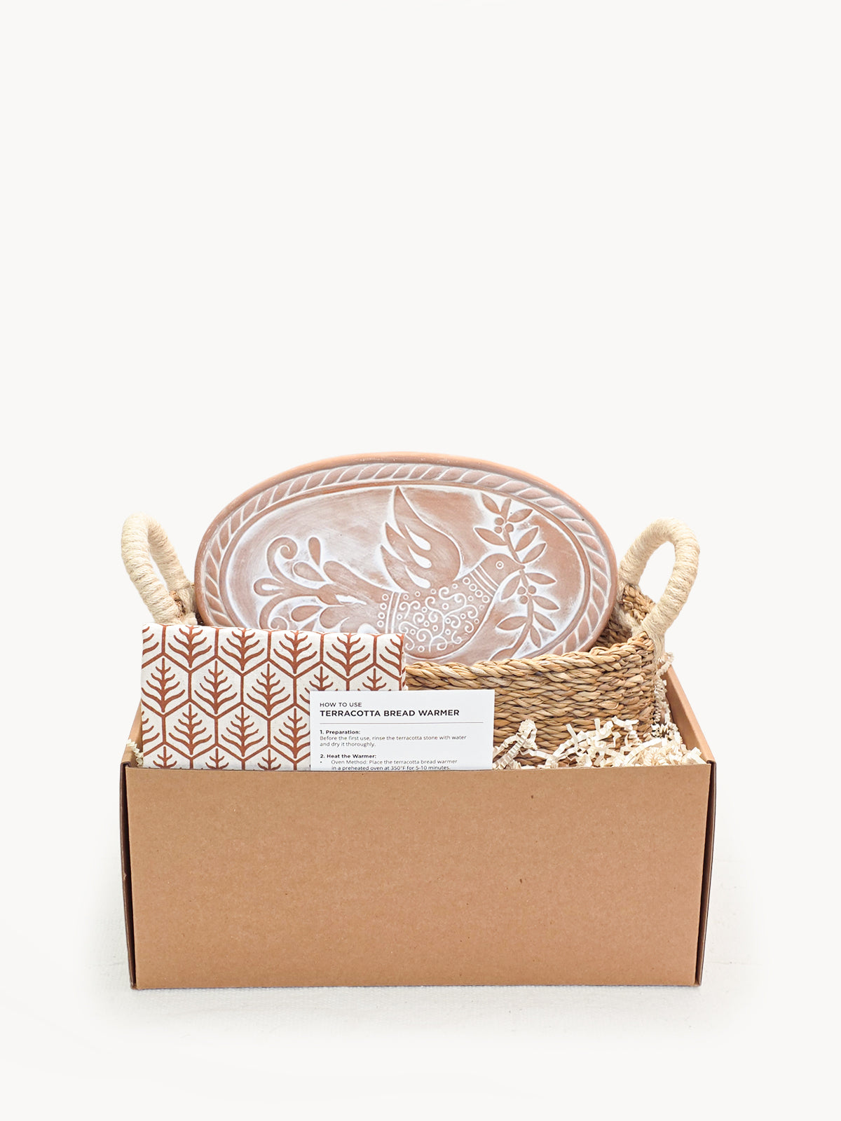 Bread Warmer & Basket Gift Set with Tea Towel - Bird Oval-0