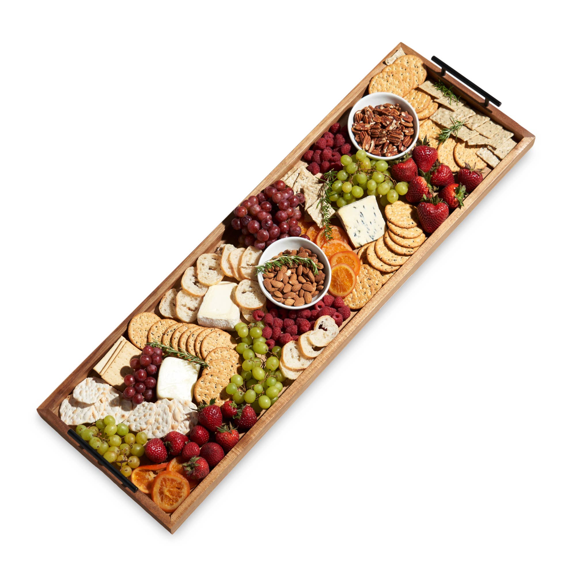 The Longboard | 36" Acacia Wood Cheese & Charcuterie Board with Metal Handles