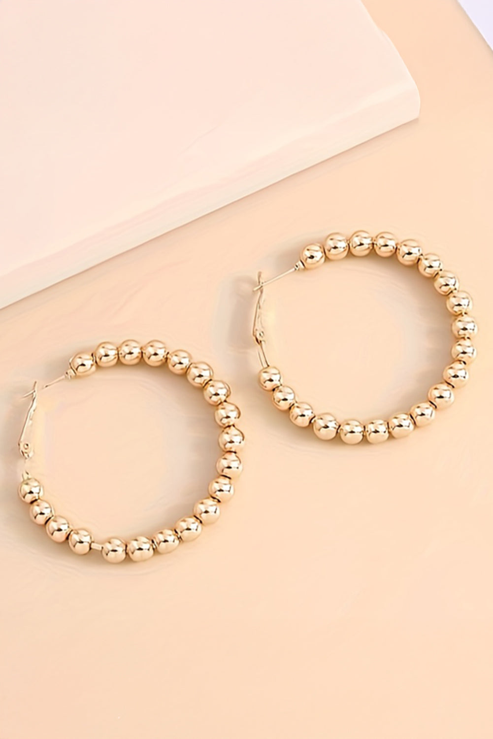 Gold Plated Beaded Alloy Hoop Earrings