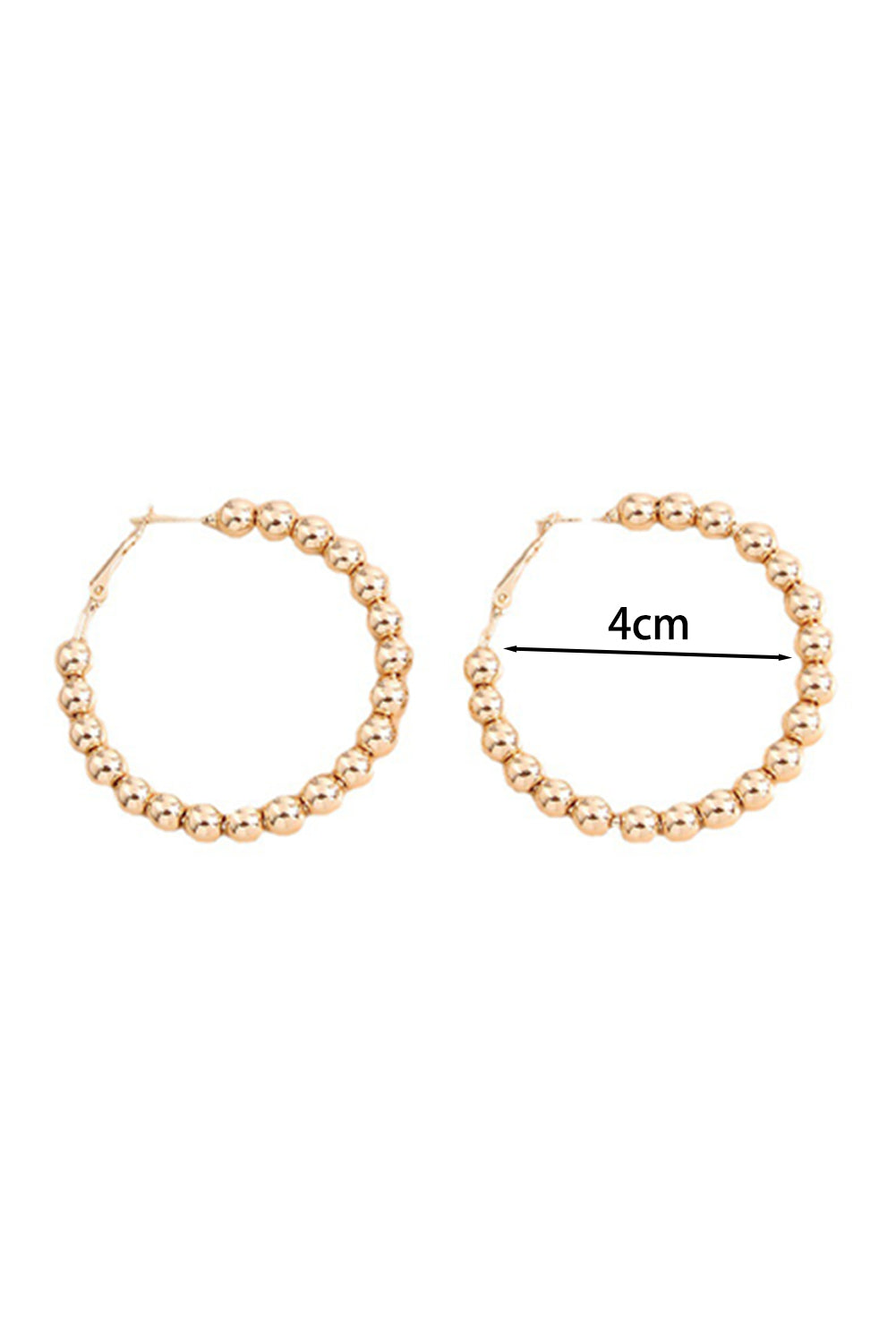 Gold Plated Beaded Alloy Hoop Earrings