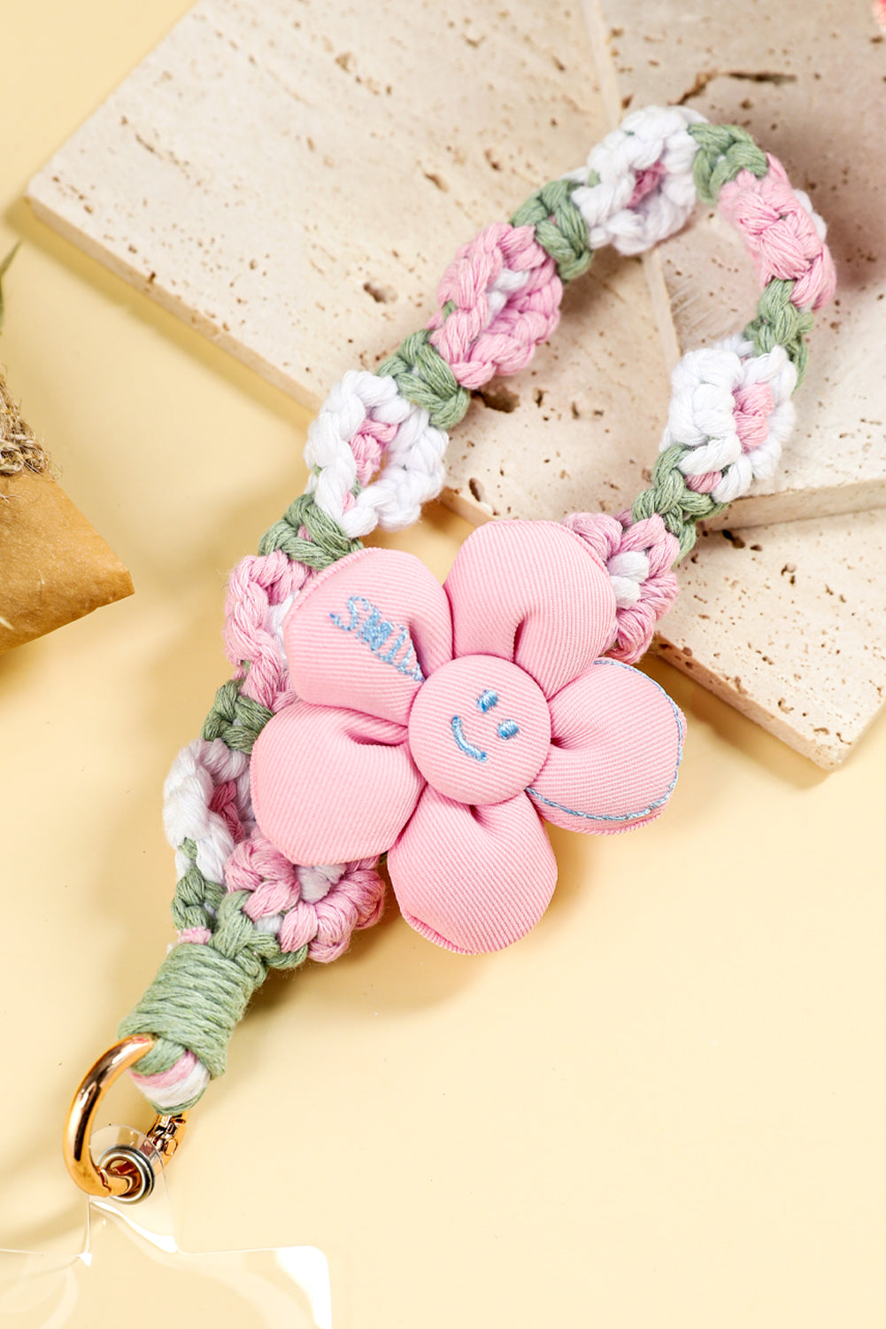 Pink Daisy Crochet Phone Strap