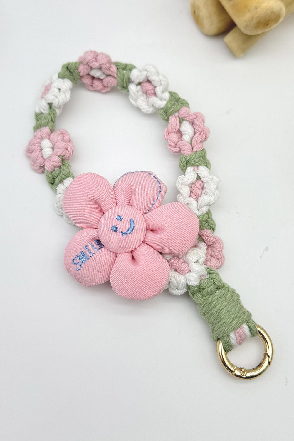 Pink Daisy Crochet Phone Strap