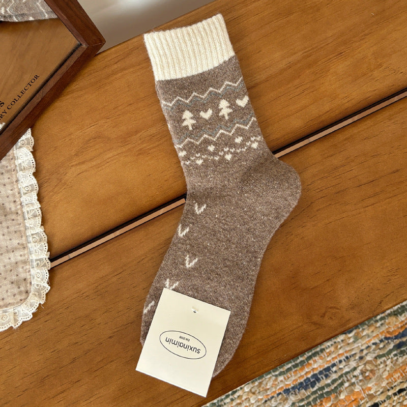 Cute Cartoon Little Tree And Animal Socks For Women