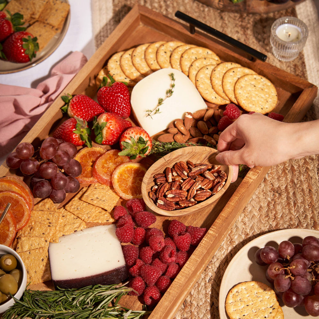 The Longboard | 36" Acacia Wood Cheese & Charcuterie Board with Metal Handles