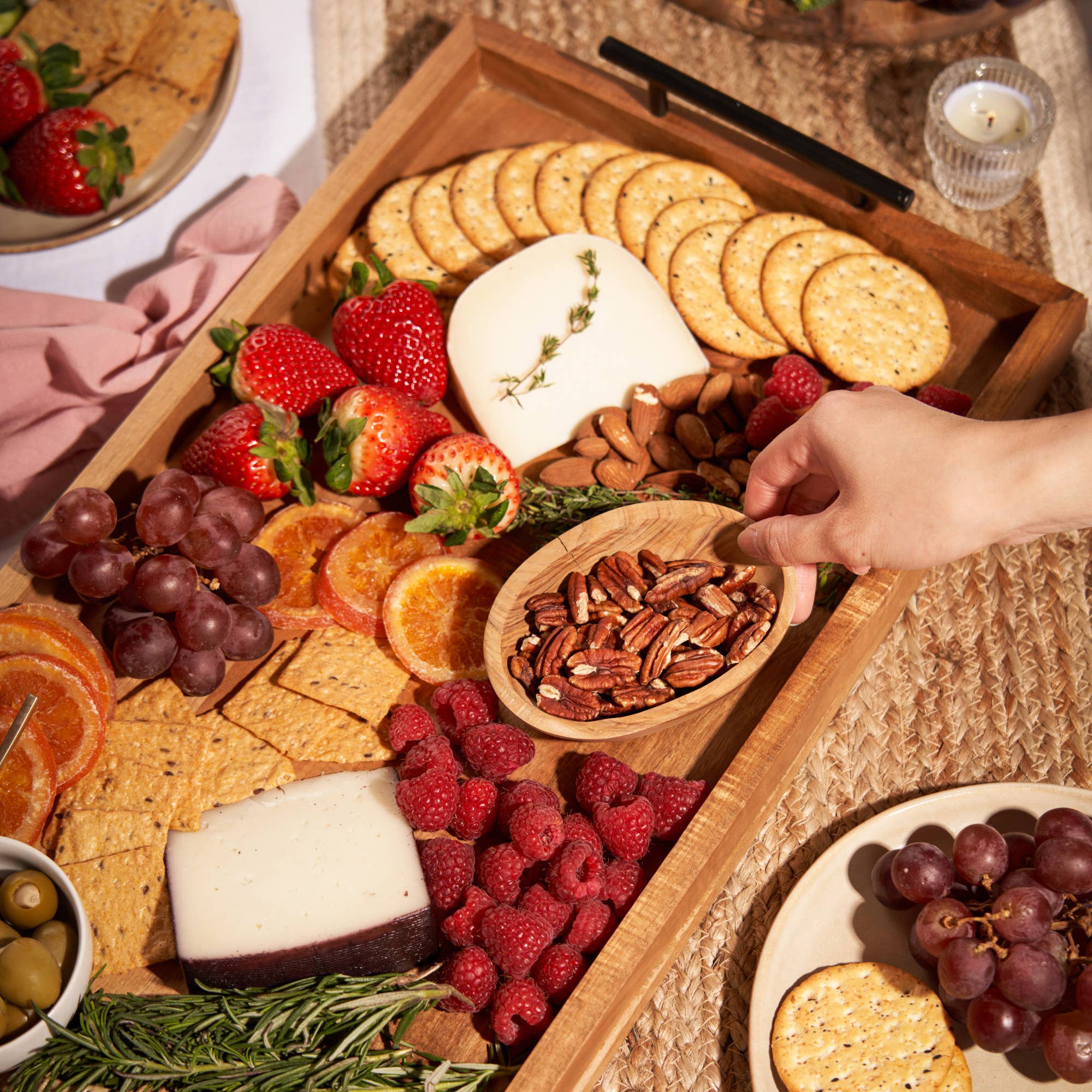 The Longboard | 36" Acacia Wood Cheese & Charcuterie Board with Metal Handles