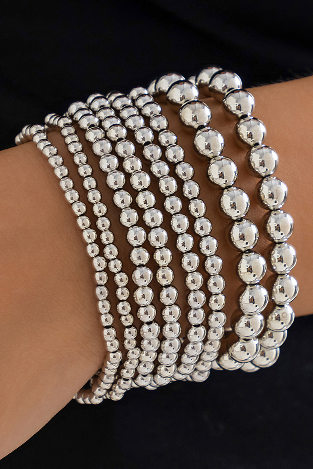 White Multi Layered Beaded Bracelet Set