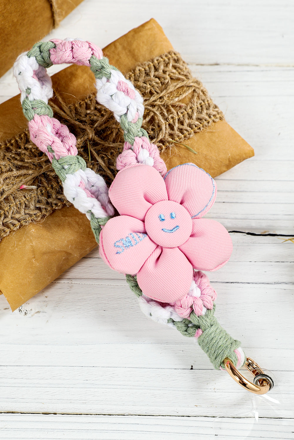 Pink Daisy Crochet Phone Strap