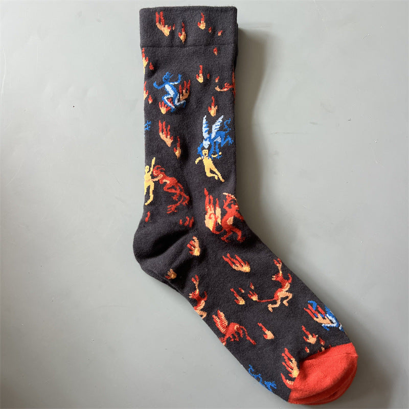 Retro-style Fun Mid-calf Socks For Men And Women