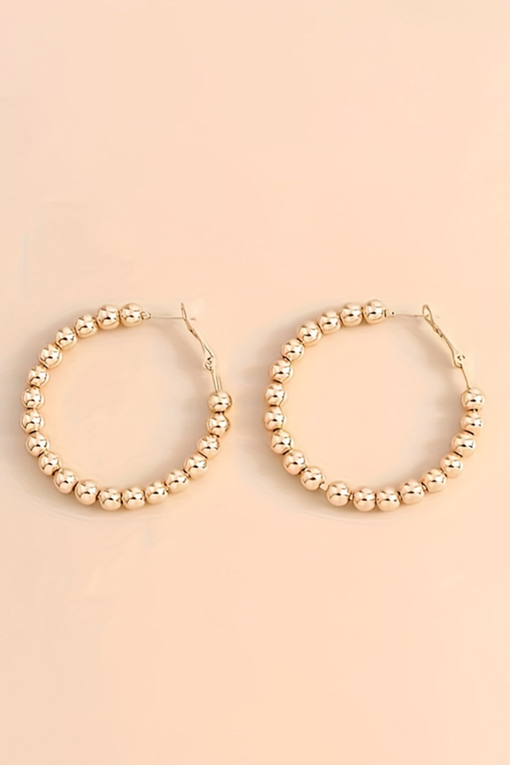 Gold Plated Beaded Alloy Hoop Earrings