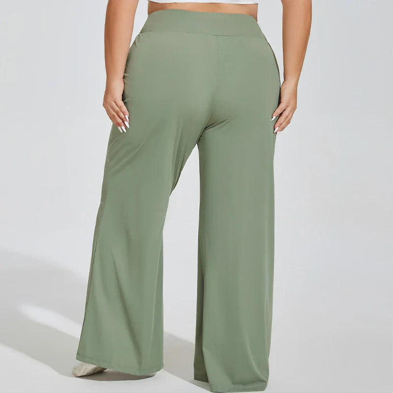 Plus Size High Waist Wide Leg Yoga Pants – Women's Breathable Casual Activewear