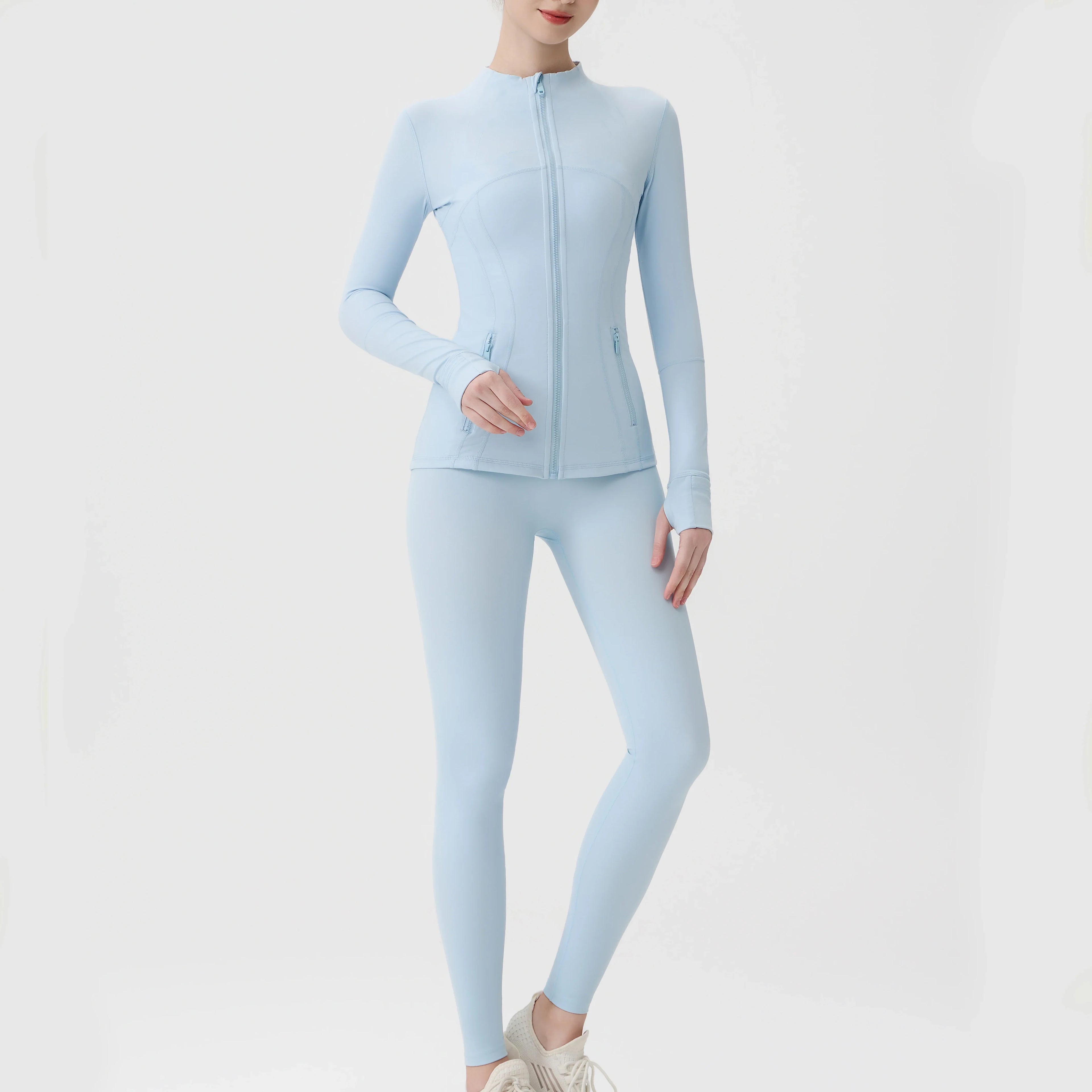 Breathable Seamless Quick Dry Plus Size Outdoor Sportswear Windproof Women Gym Yoga Jacket Set