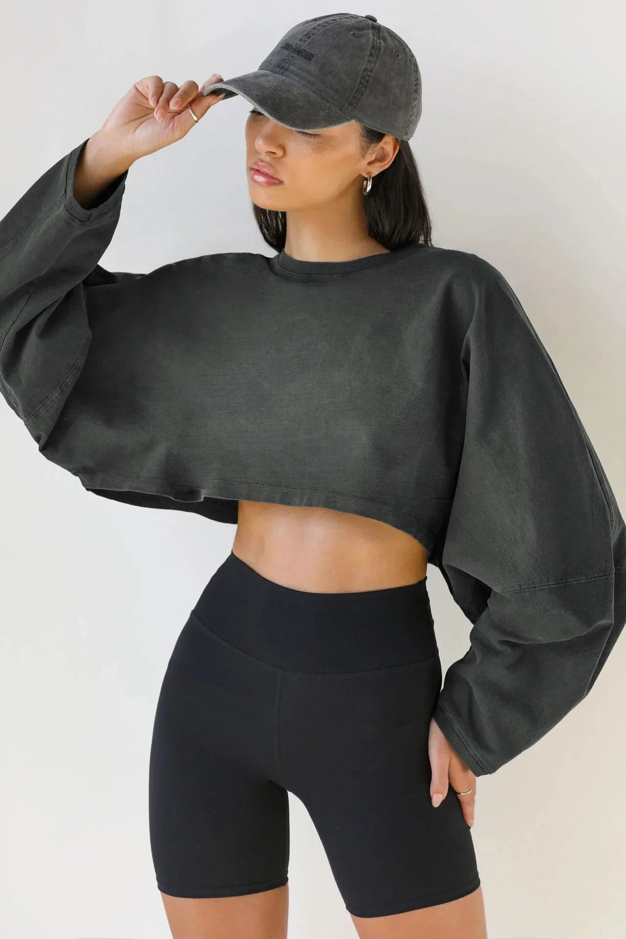 2026 Cute Navel Crewneck Sweater Women's Short Sports Base Shirt Knitted Long Sleeve Solid Color Viscose Spandex Top