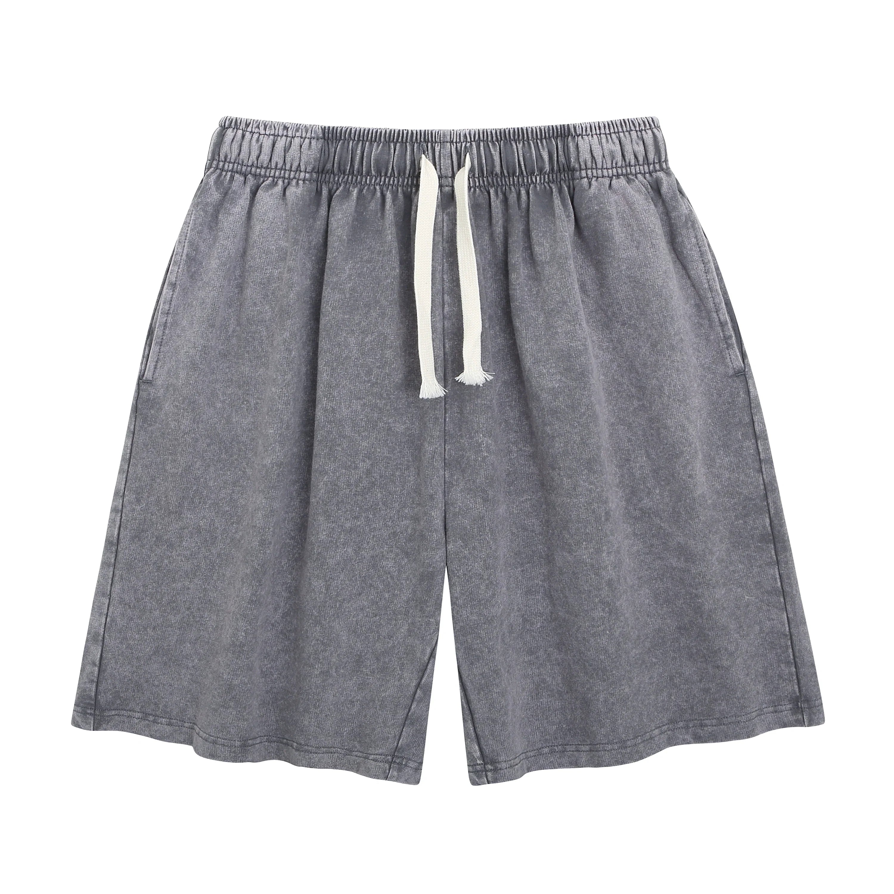 Custom 100% Cotton Casual Streetwear Sweat Shorts Men Sweat Short Distressed Vintage Acid Wash Shorts