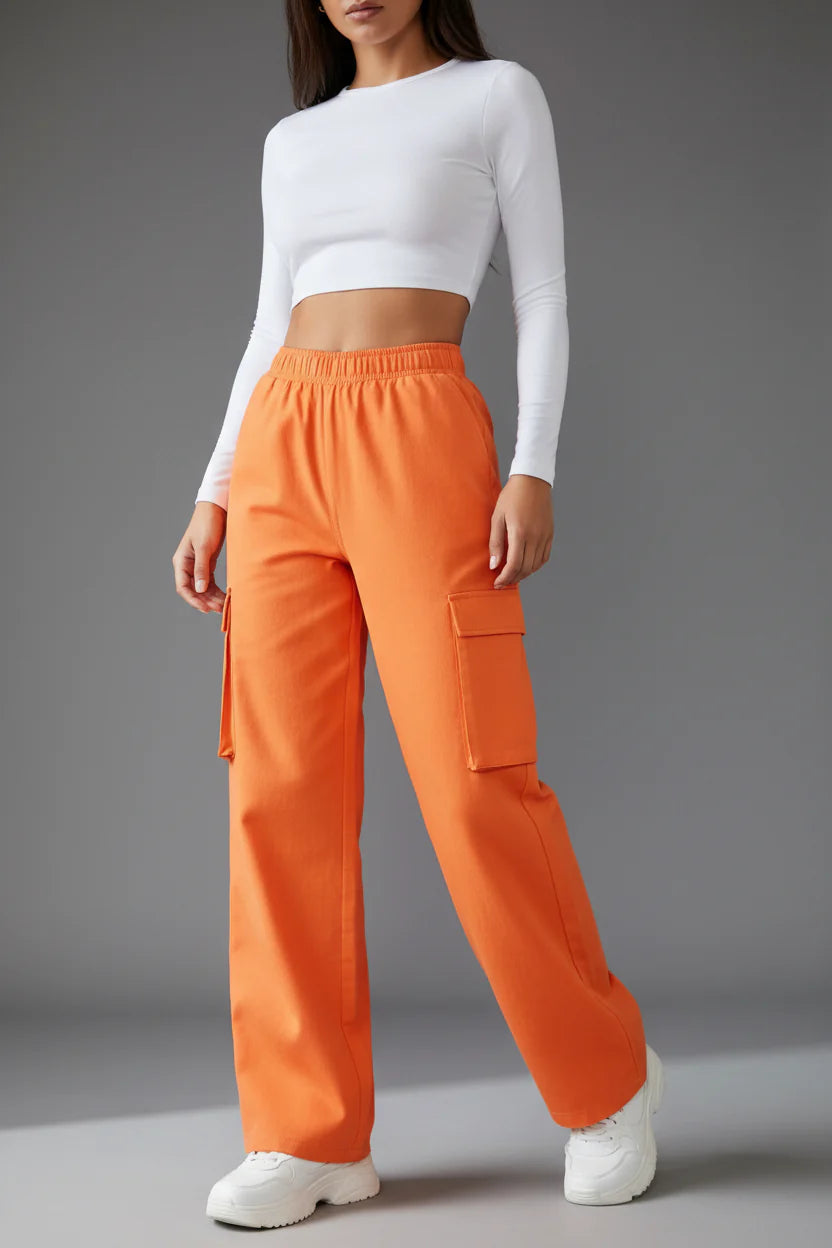 Women's High-Waist Cargo Pants | Straight-Leg Relaxed Fit