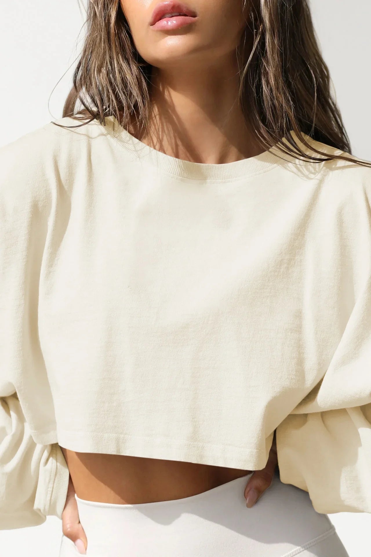 2026 Cute Navel Crewneck Sweater Women's Short Sports Base Shirt Knitted Long Sleeve Solid Color Viscose Spandex Top