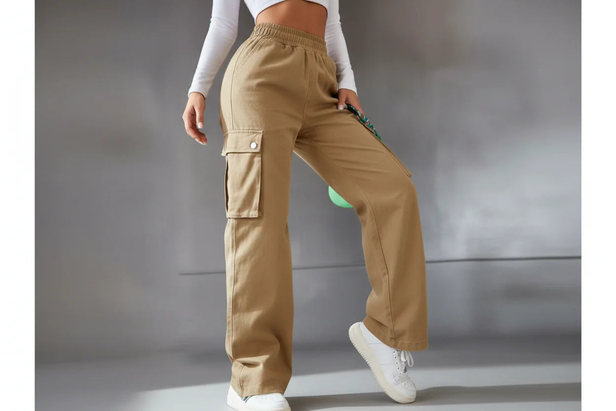 Women's High-Waist Cargo Pants | Straight-Leg Relaxed Fit