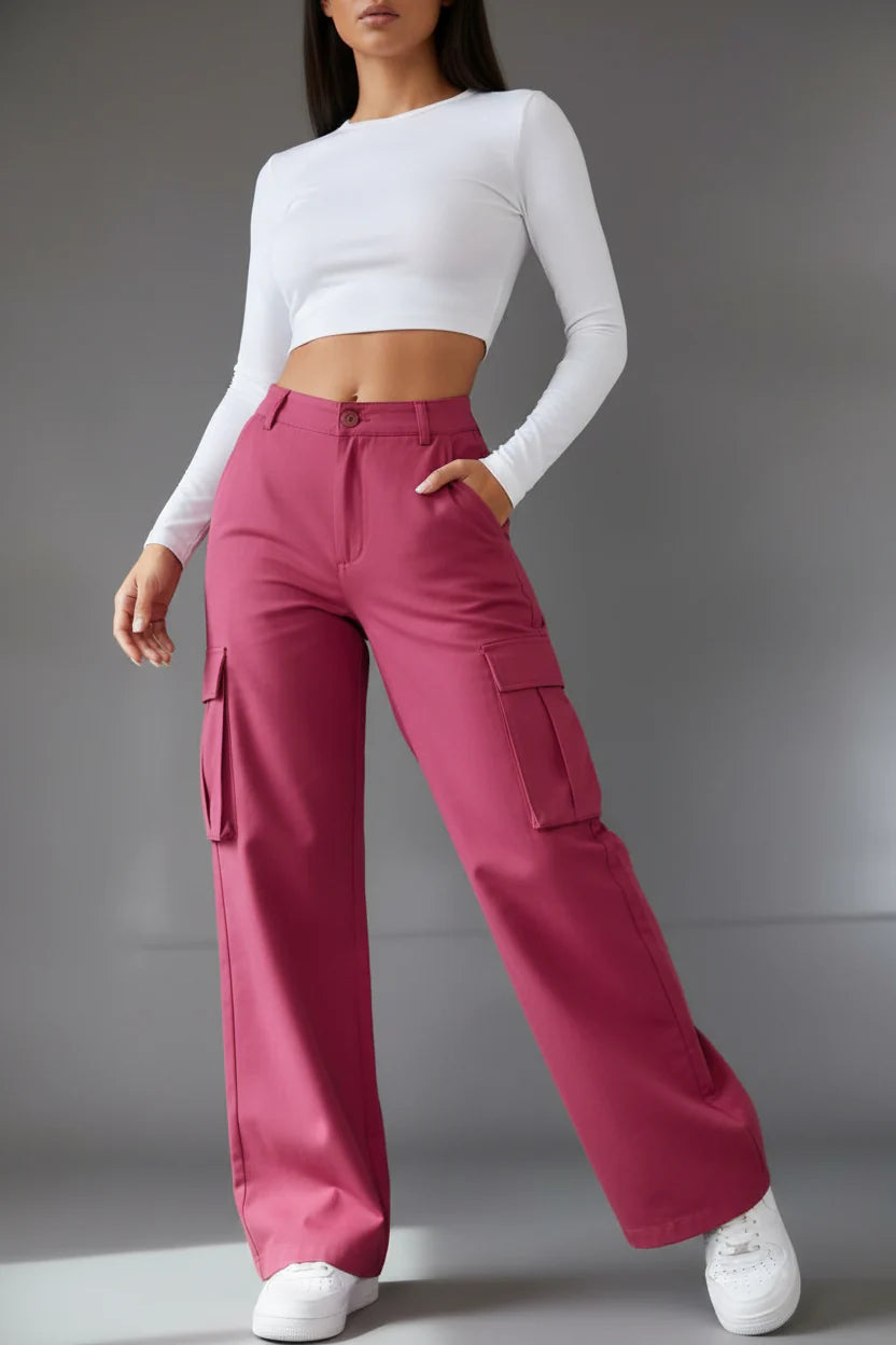 Women's High-Waist Cargo Pants | Straight-Leg Relaxed Fit