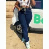 Plus Size High Waist Black Straight Stretch Wide Leg Full Length Denim Jeans