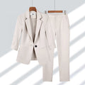 Women's Slim Fit Blazer Two-Piece Suit – Plus Size, Solid, Breathable