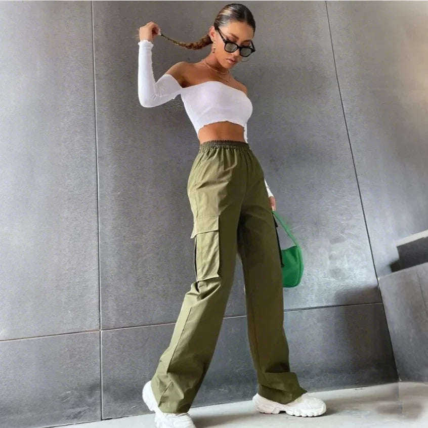 Women's High-Waist Cargo Pants | Straight-Leg Relaxed Fit