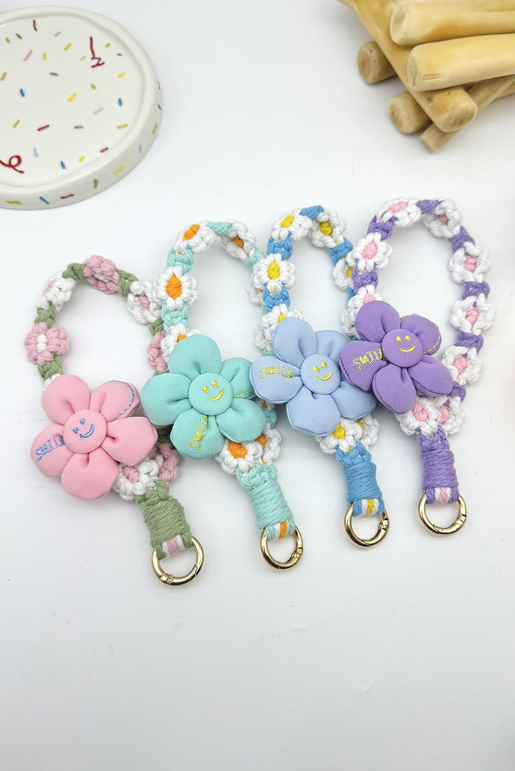 Pink Daisy Crochet Phone Strap