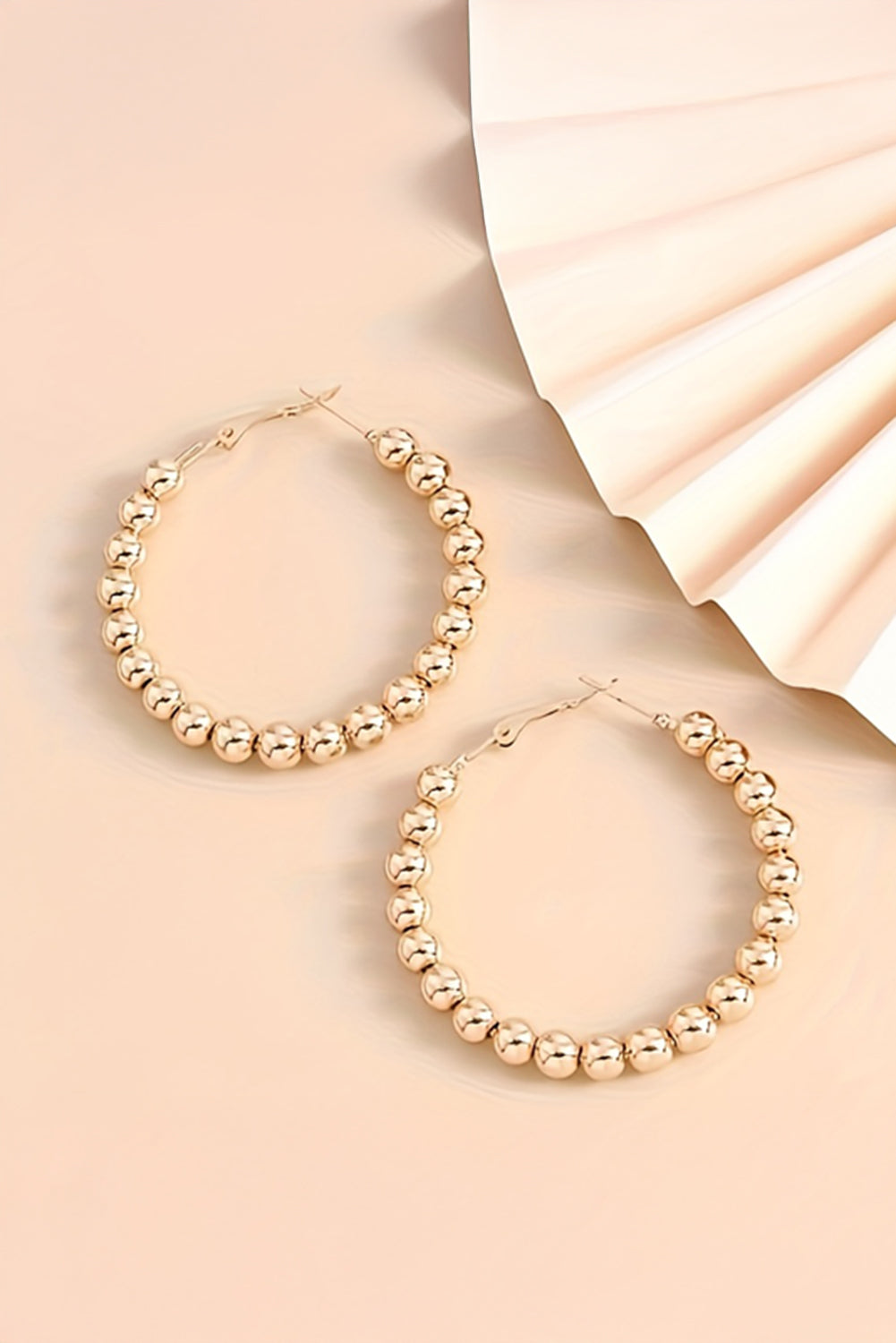 Gold Plated Beaded Alloy Hoop Earrings