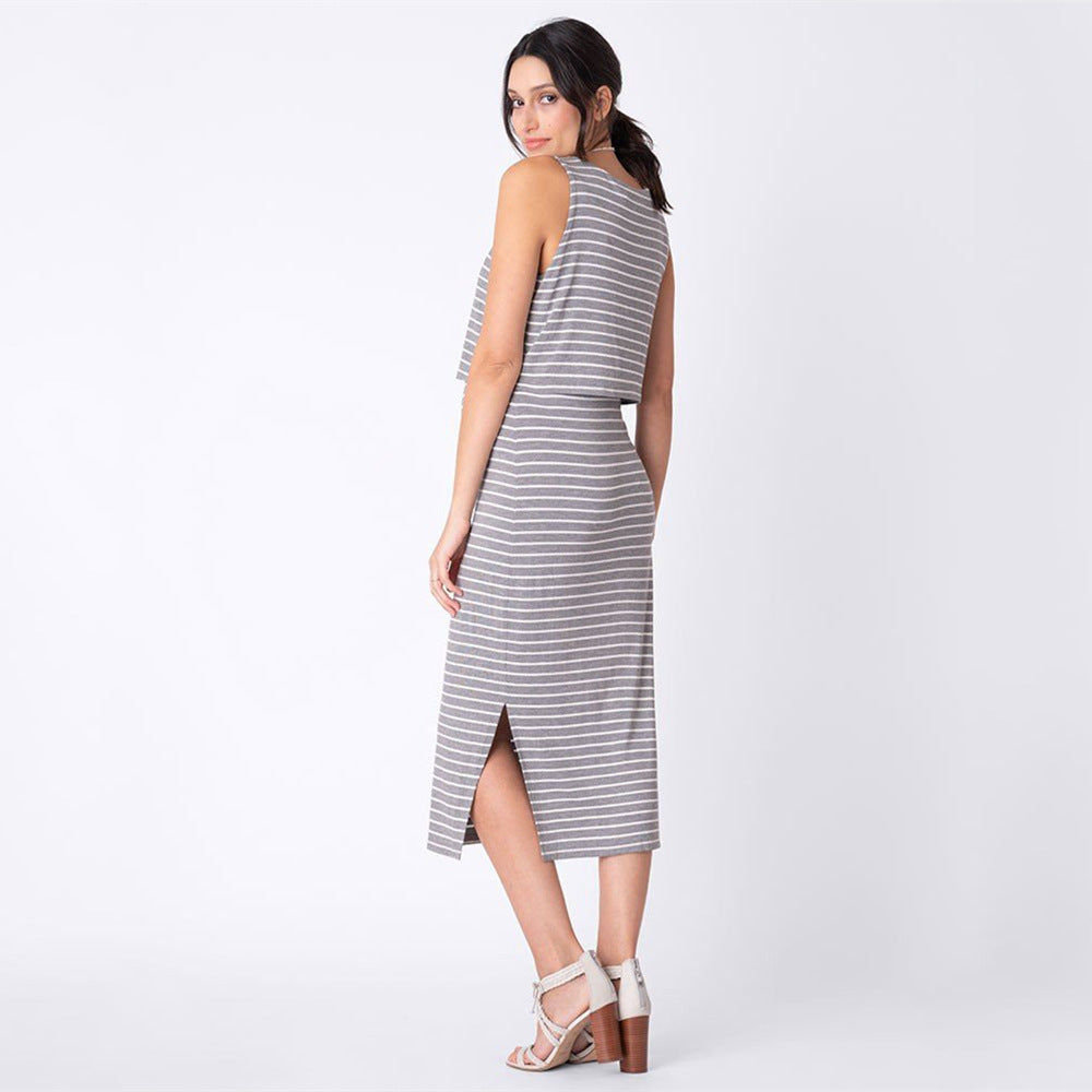 Striped Sleeveless Breastfeeding Dress