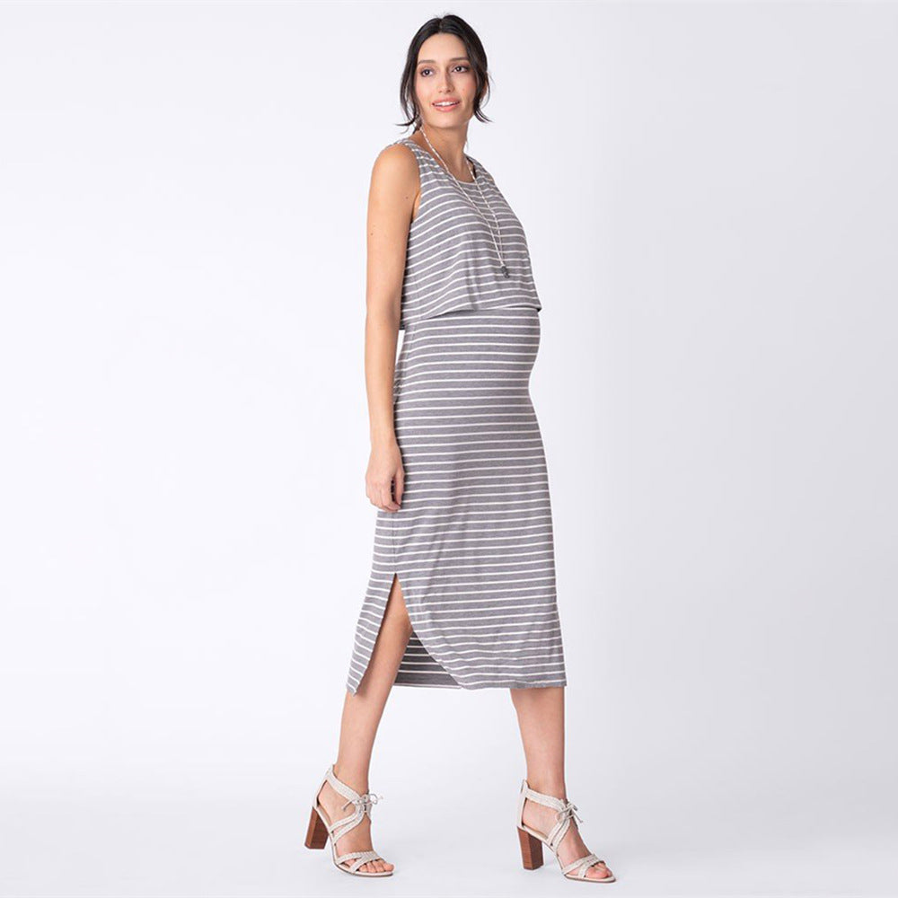 Striped Sleeveless Breastfeeding Dress