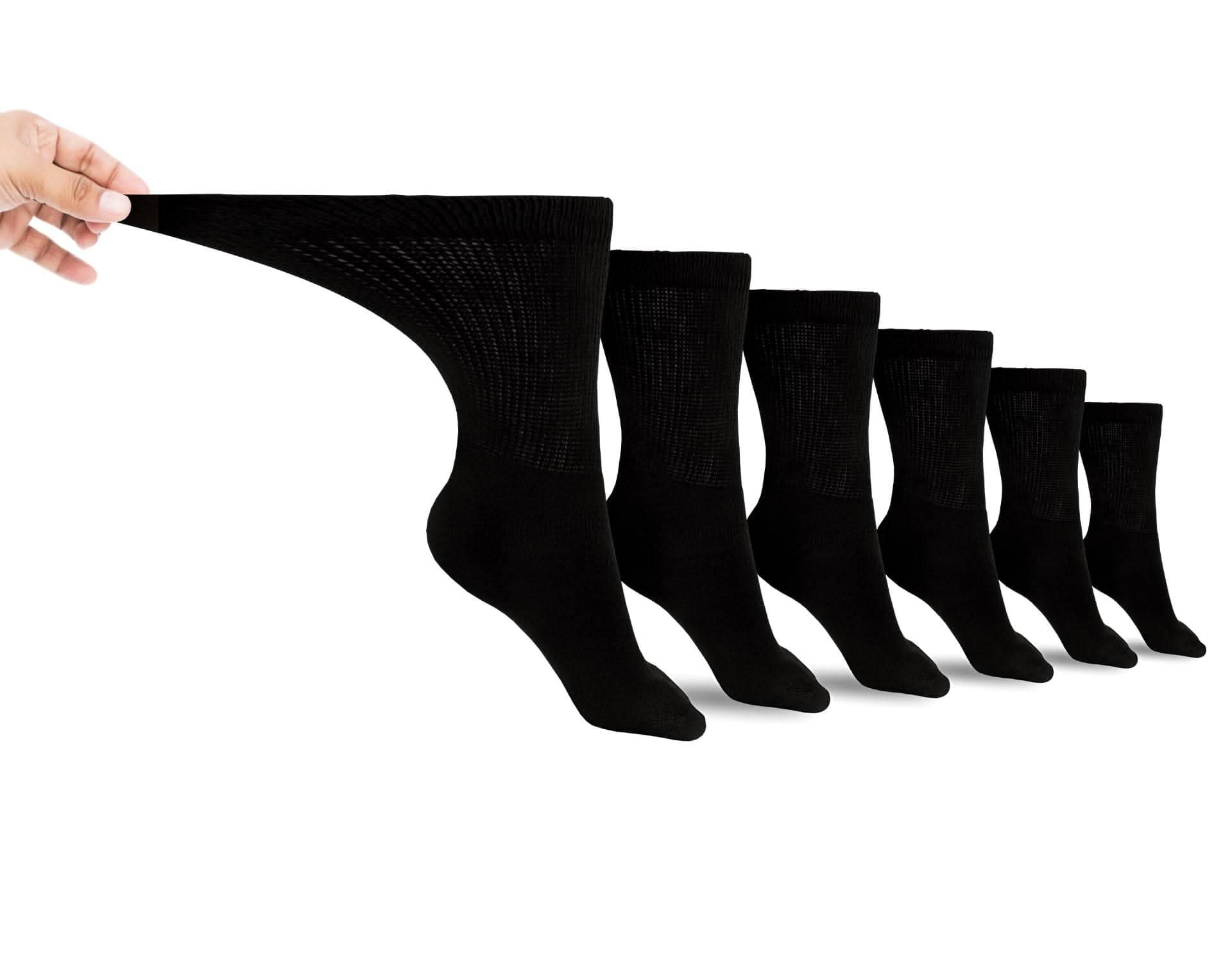 Men's Cotton Diabetic Crew Socks | 6 Pairs | Non-Binding, Cushioned, Made in USA