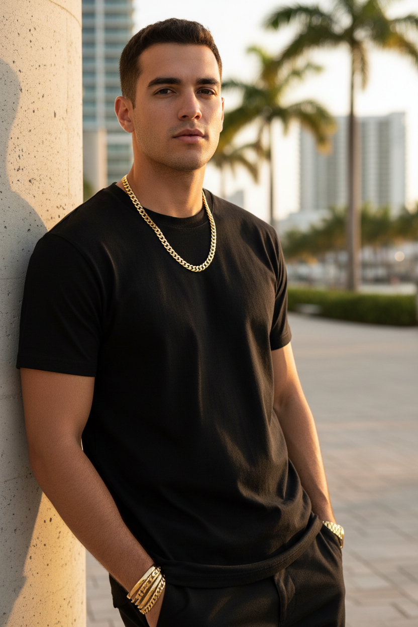 Black tee Miami model