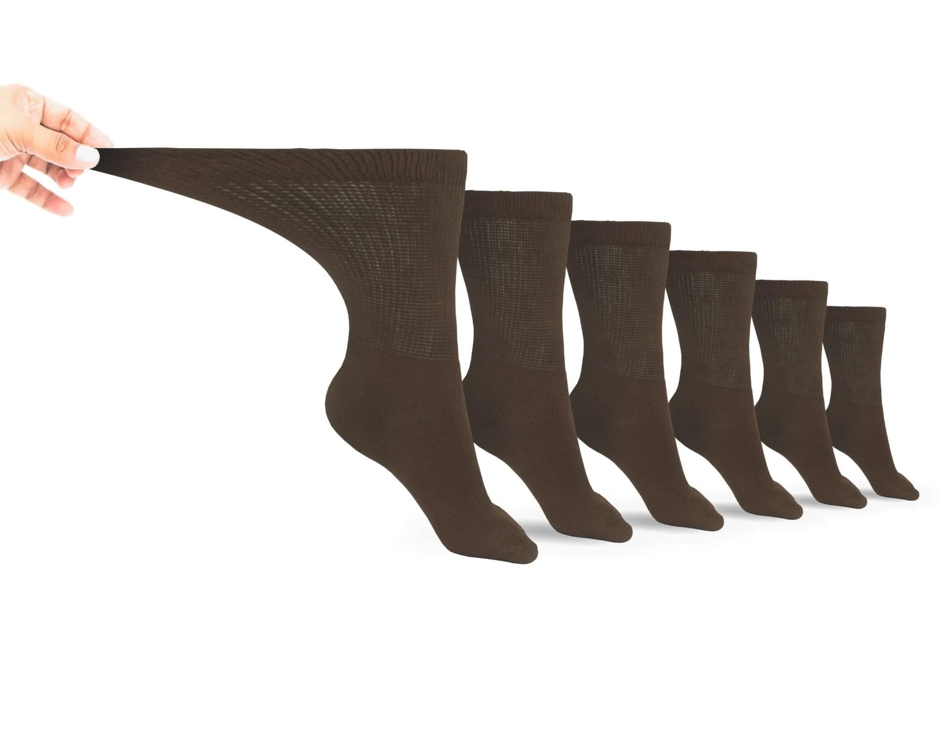 Men's Cotton Diabetic Crew Socks | 6 Pairs | Non-Binding, Cushioned, Made in USA