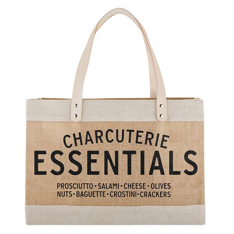 Large Natural Jute Market Tote with Leather Handles & Waterproof Lining