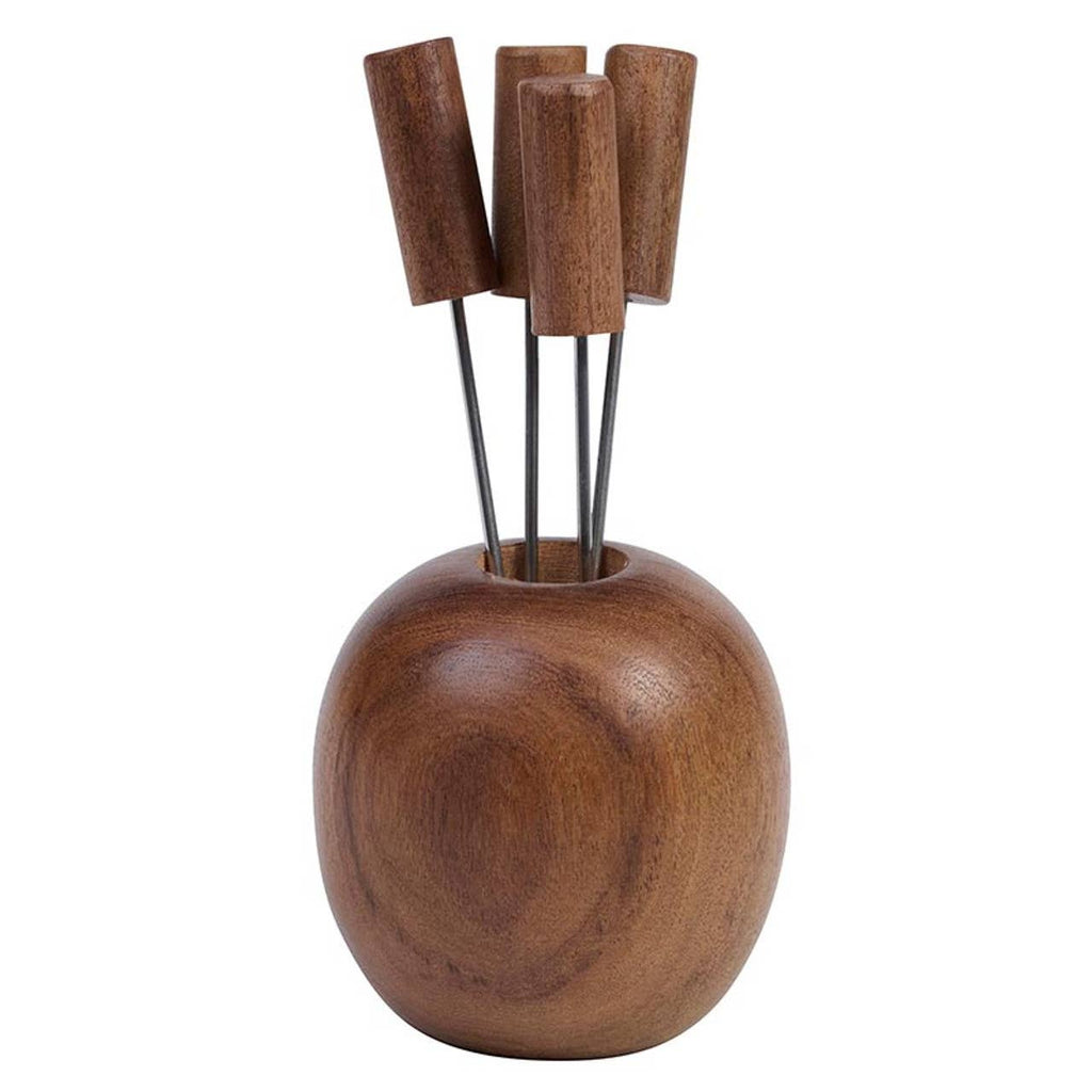 Acacia Wood Charcuterie Appetizer Picks | Set of 4 with Holder