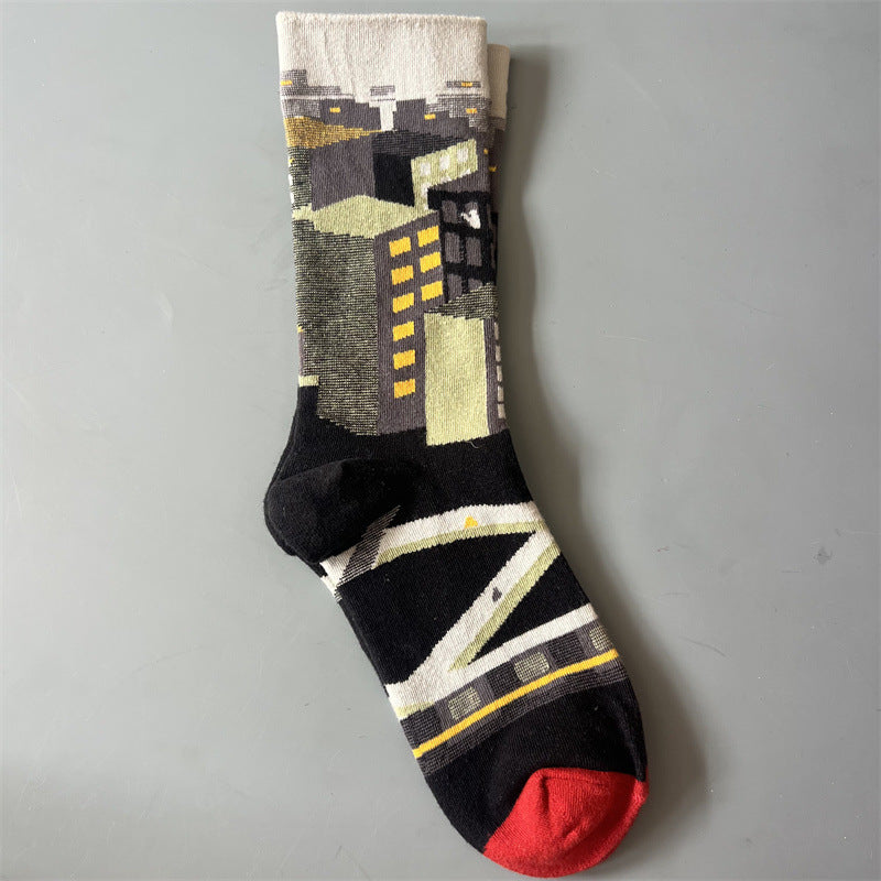 Retro-style Fun Mid-calf Socks For Men And Women