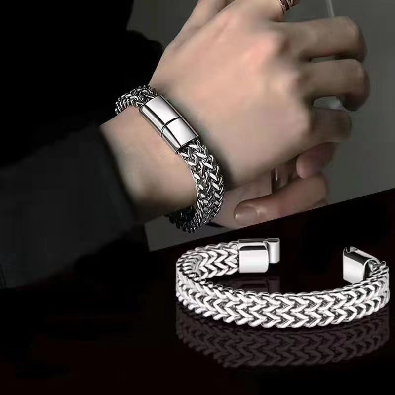 Urban Hip Hop Chain Bracelet – Stainless Steel, Unisex