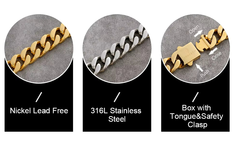 14mm Cuban Chain Necklace & Bracelet — 18K Gold Plated Stainless Steel