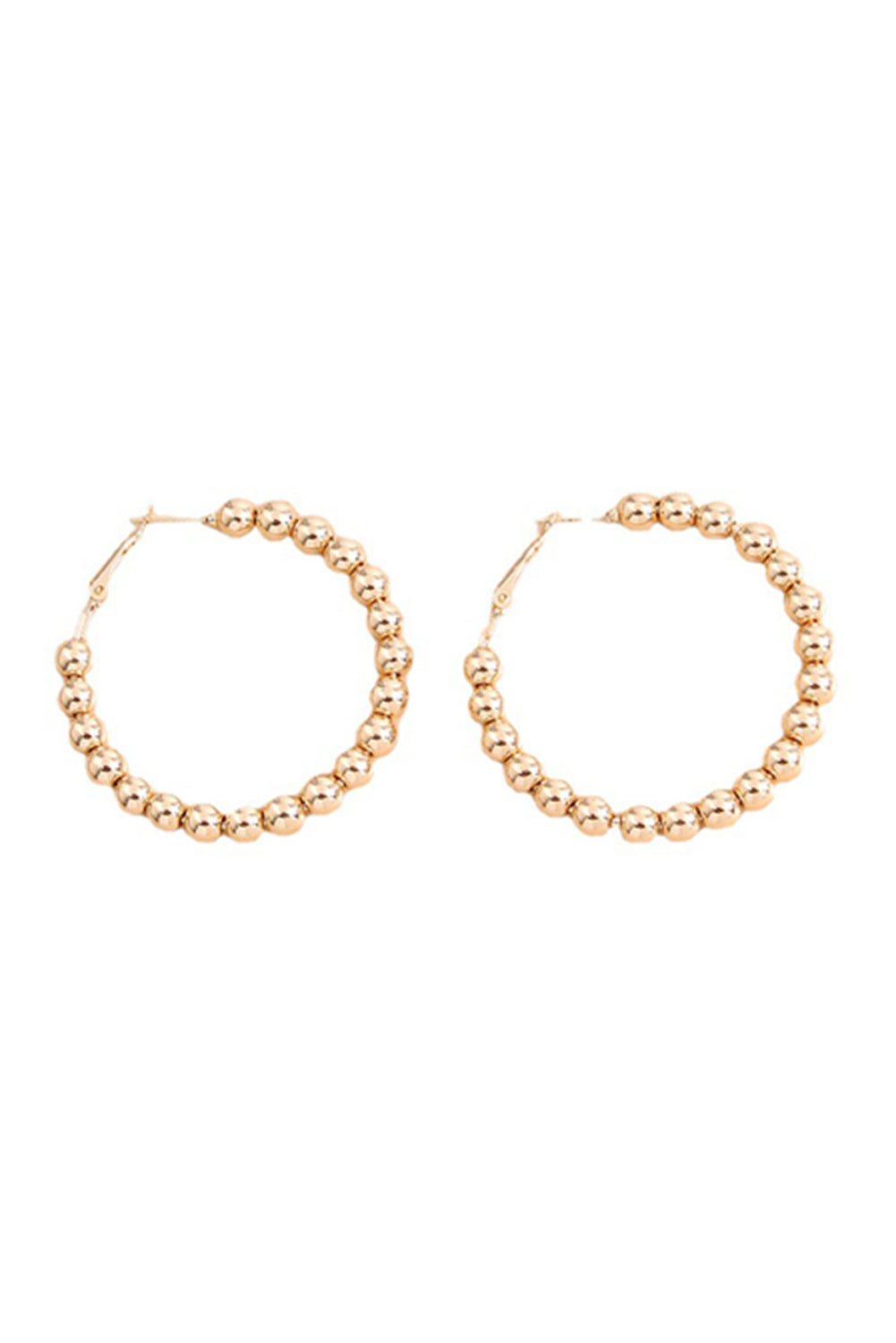 Gold Plated Beaded Alloy Hoop Earrings