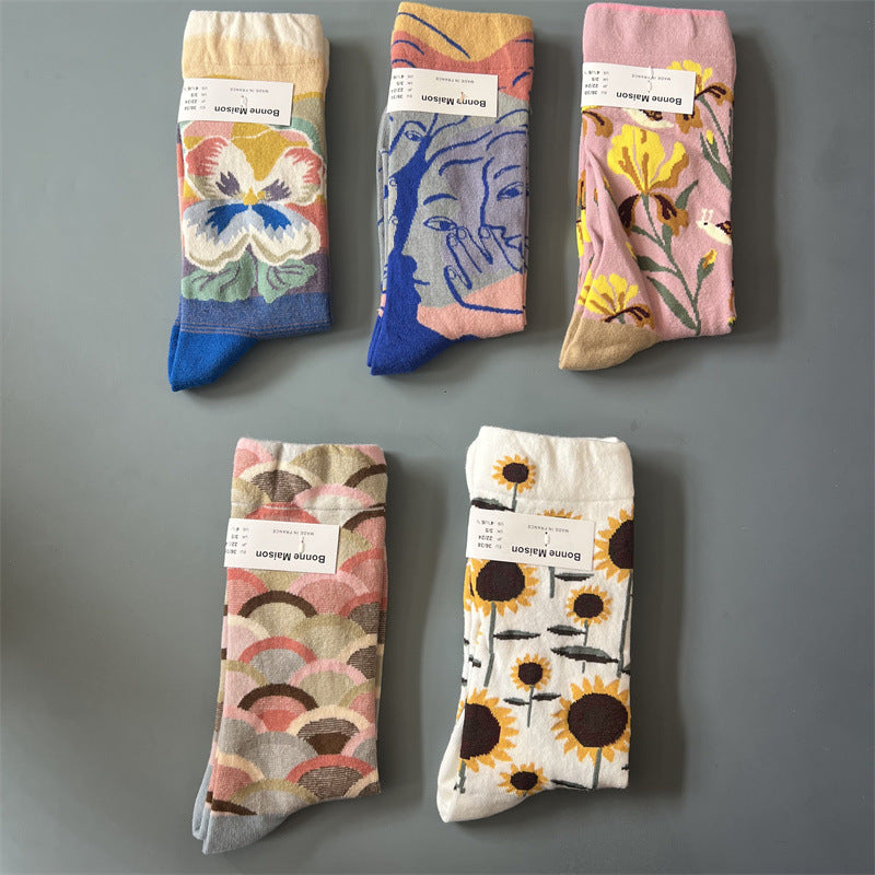 Retro-style Fun Mid-calf Socks For Men And Women