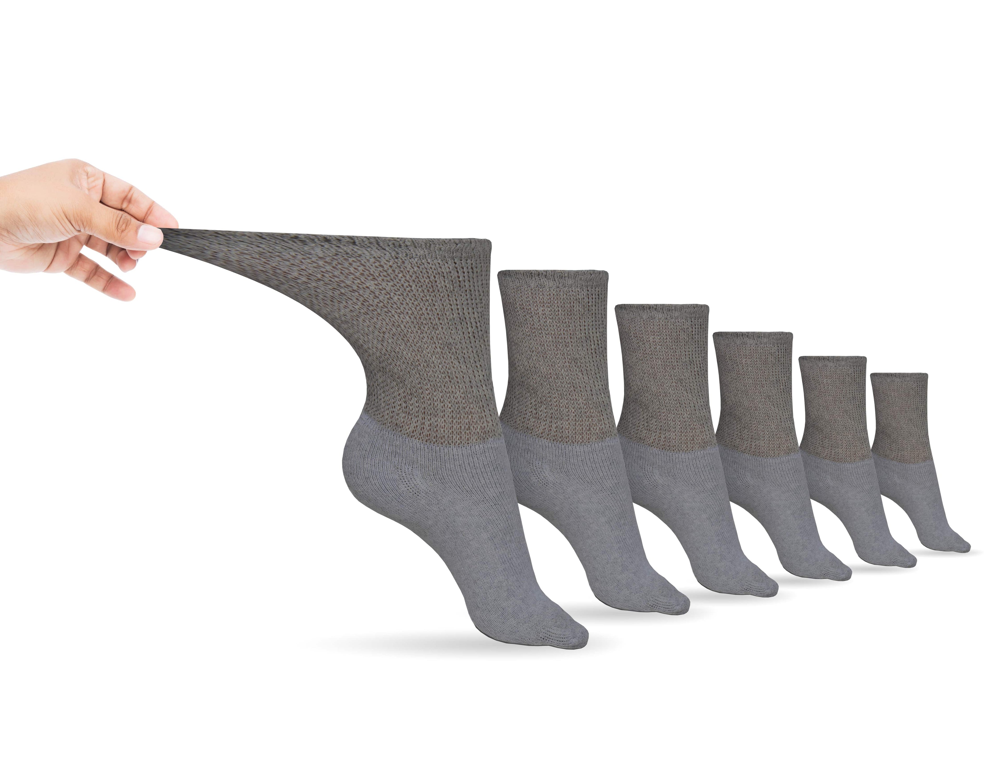 Men's Cotton Diabetic Crew Socks | 6 Pairs | Non-Binding, Cushioned, Made in USA