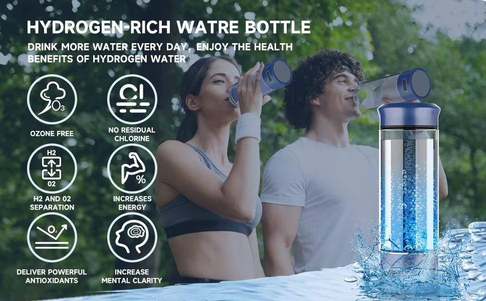 Smart Bottle Portable Hydrogen Water Bottle Generator SPE PEM Hydrogen Ionized Bottle 400ml Hydrogen-Rich Water Cup for Health
