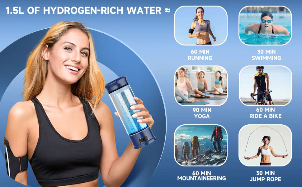 Smart Bottle Portable Hydrogen Water Bottle Generator SPE PEM Hydrogen Ionized Bottle 400ml Hydrogen-Rich Water Cup for Health