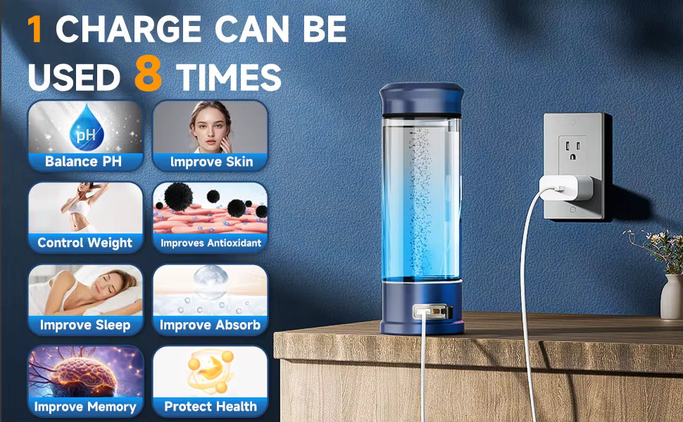 Smart Bottle Portable Hydrogen Water Bottle Generator SPE PEM Hydrogen Ionized Bottle 400ml Hydrogen-Rich Water Cup for Health