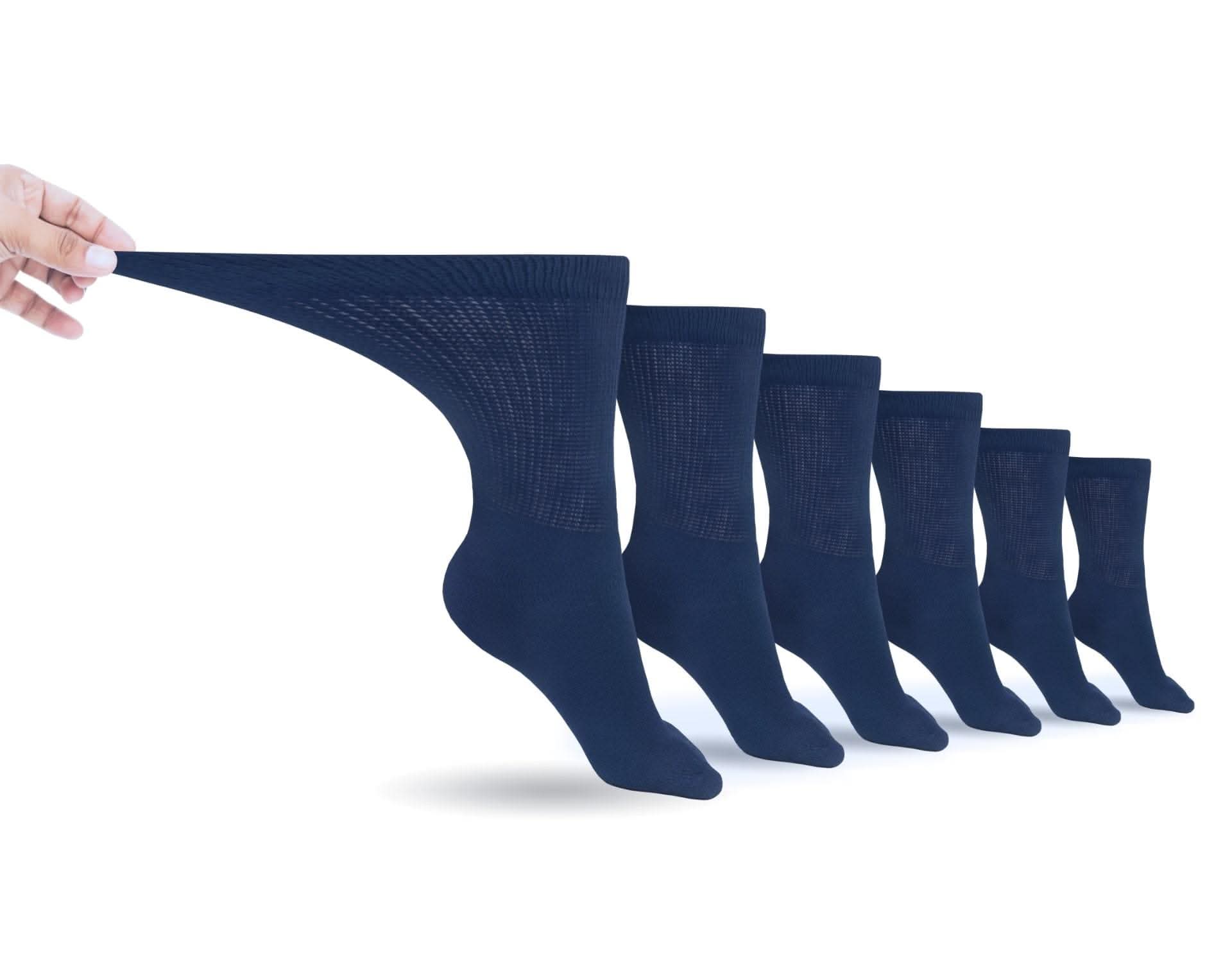 Men's Cotton Diabetic Crew Socks | 6 Pairs | Non-Binding, Cushioned, Made in USA