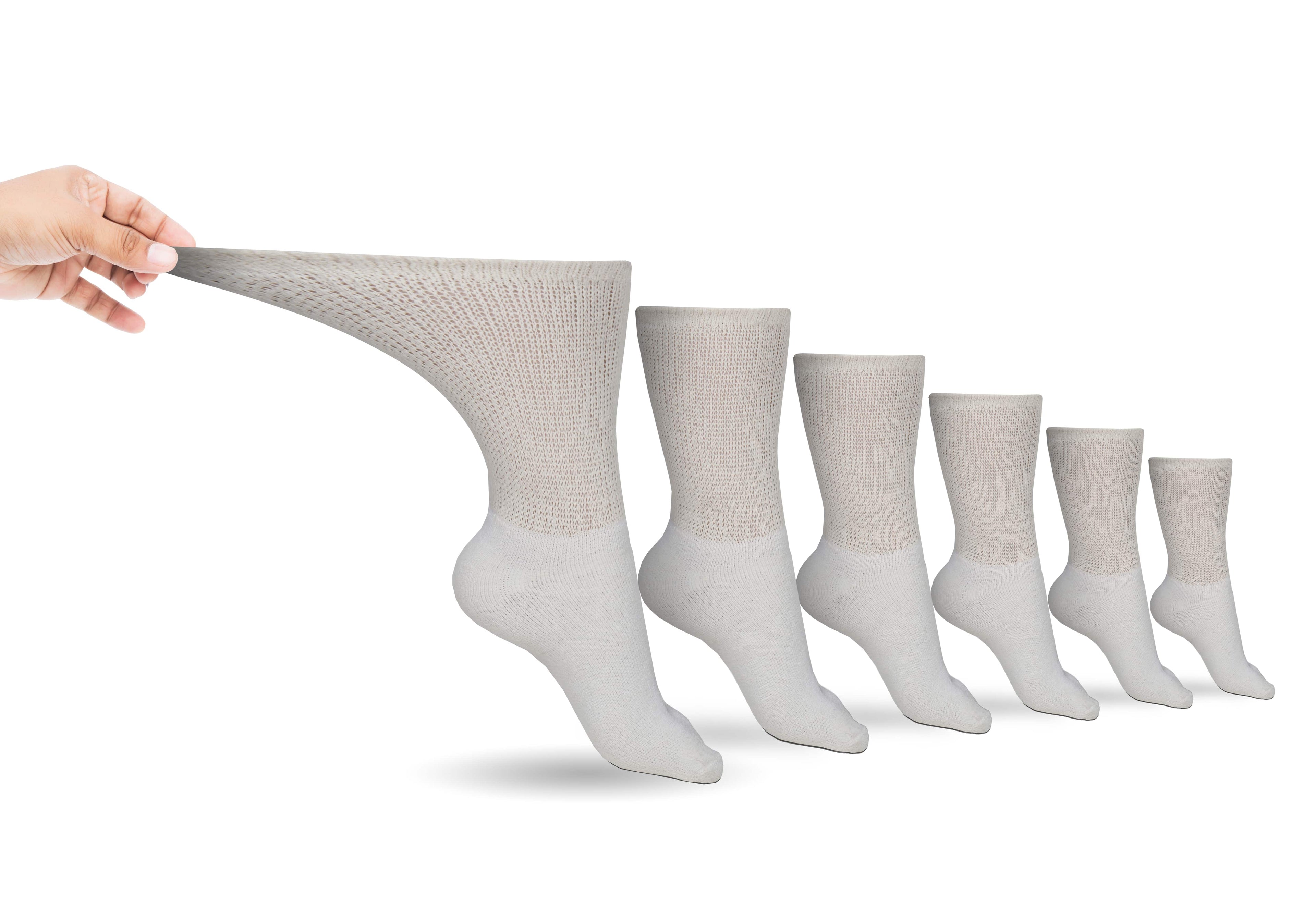 Men's Cotton Diabetic Crew Socks | 6 Pairs | Non-Binding, Cushioned, Made in USA